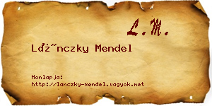 Lánczky Mendel névjegykártya